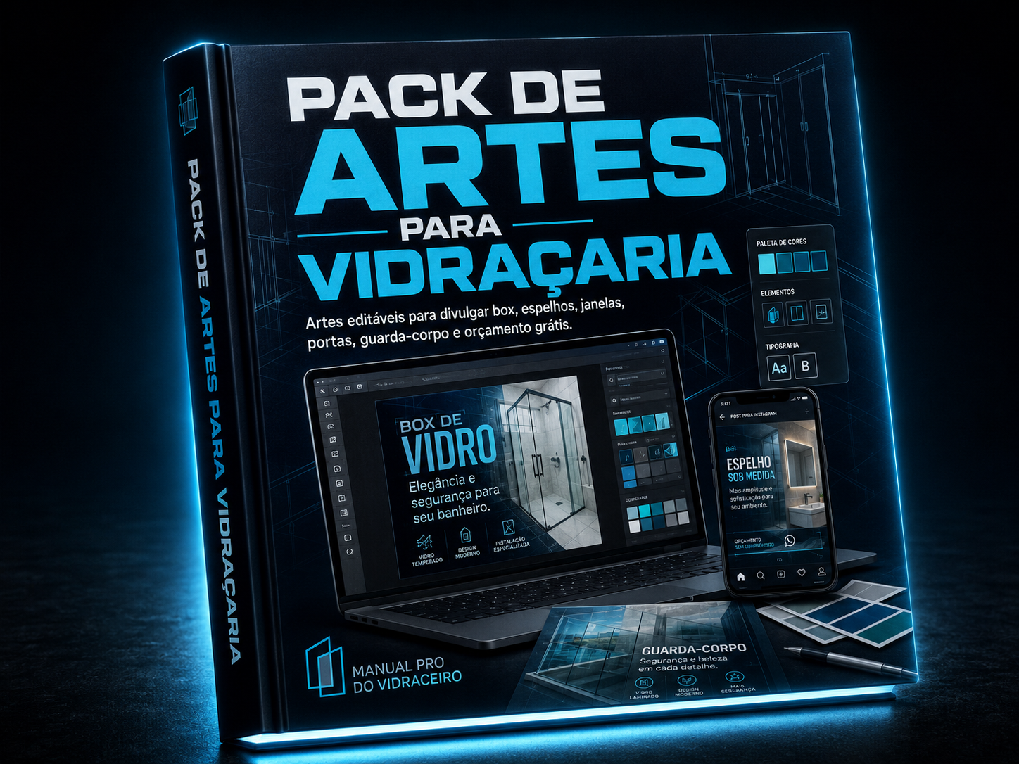 Pack de Artes para Vidraçaria no Canva